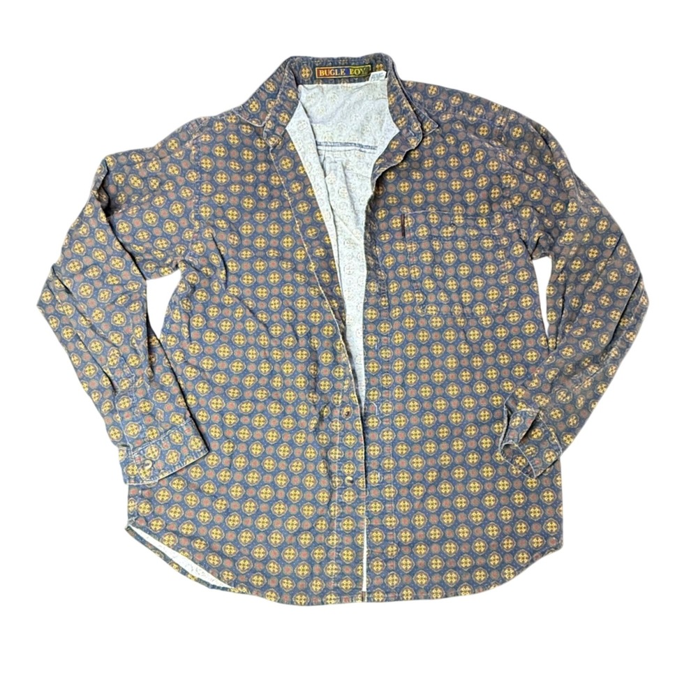 Bugle Boy Patterned Button Down Shirt Vintage‎ Style Casual Top Large